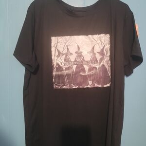 Black Short-Sleeve Graphic Tee with Witch Illustration - Girls Will Be Girls